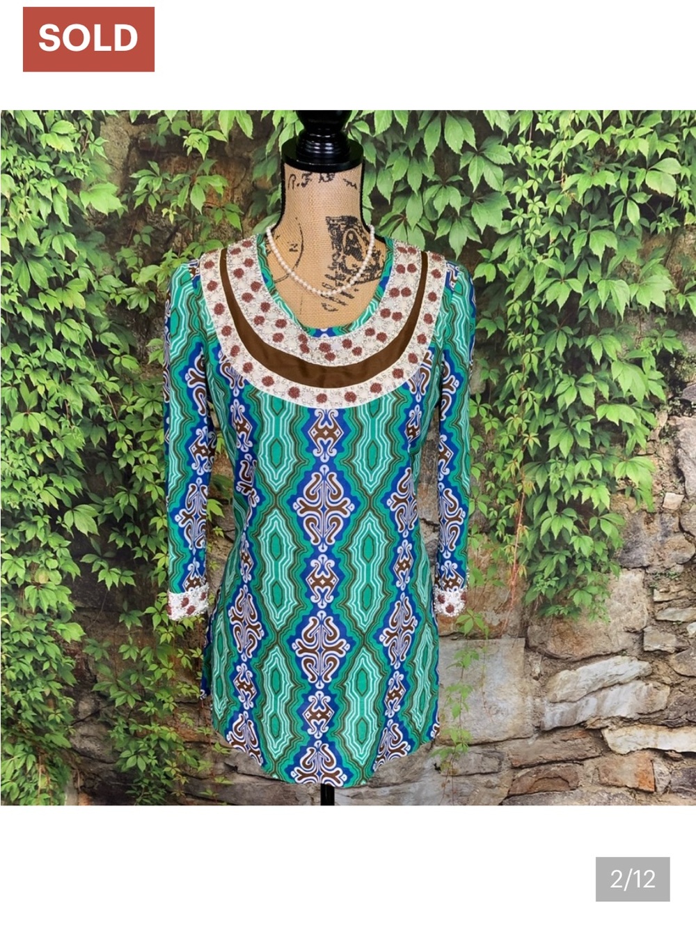 Tory Burch Mosaic Resortwear Jeweled Tunic, Size 2